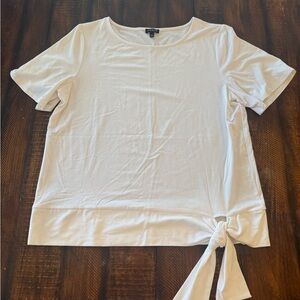 Talbots White Short Sleeve Side-Tie Tee